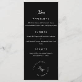 Menu Monograma preto e branco Personalizar Casamento
