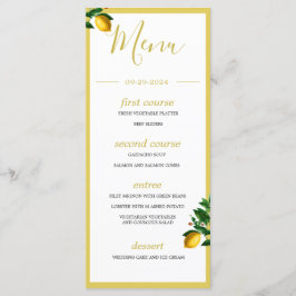Menu Monograma Verde Amarelo Botânico de Verão com limõ