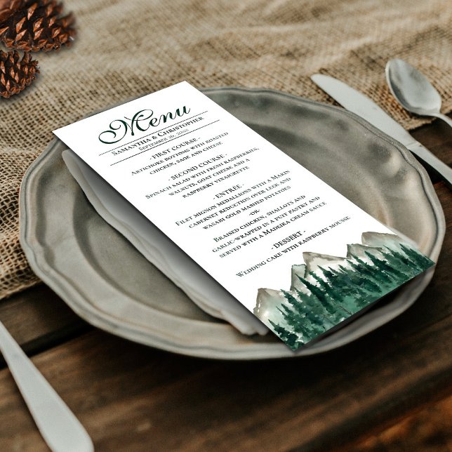 Menu Montanhas de Aquarela e Casamento Russo Elegante D (On Plate)
