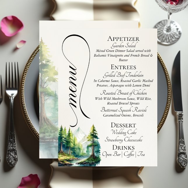 Menu Montanhas em Aquarela & Monograma (Criador carregado)