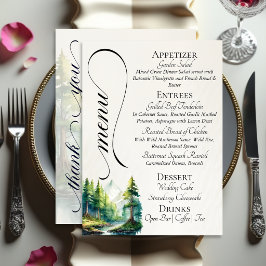 Menu Montanhas em Aquarela, Monograma & Obrigado