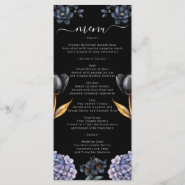 Menu Moody Black Floral Classic Whimsical Chic Wedding