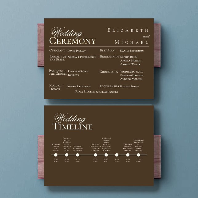 Menu Moody Coffee Minimalist Wedding Program Timeline (Criador carregado)