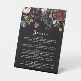 Menu Moody Wedding, Menu Black, Watercolor Floral