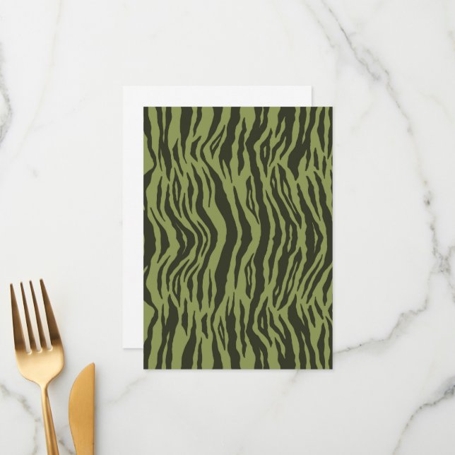 Menu Moss Green Glamorous Tiger Stripes Animal Print (Frente/Verso In Situ)