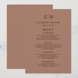 Menu Mousse Simples Elegante Mocha com Casamento Monogr