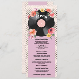 Menu Music Record Wedding Floral 1950s