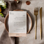 Menu Na moda moderno Pearl e Casamento Branco<br><div class="desc">Menu de casamento moderno em branco com fontes pretas e cor de sotaque bege pérola com fontes de tendência.</div>