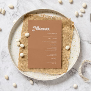 Menu Na moda retro casamento de açúcar castanho