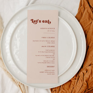 Menu Na moda retro pessegueira cor-de-rosa, casamento