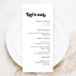 Menu Na moda retro preto e branco Vamos para o casament