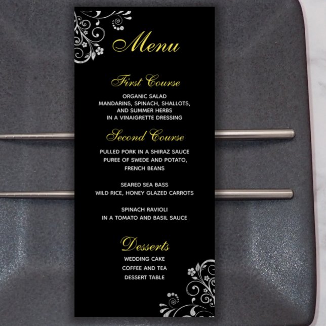 Menu Na moda Silver Dourado no Casamento Negro (Criador carregado)