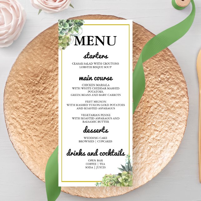 Menu Na moda Succulent Wedding (Criador carregado)