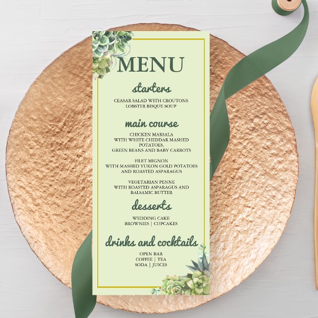 Menu Na moda Succulent Wedding (Criador carregado)