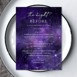 Menu Na noite anterior. Janto de ensaio de casamento no