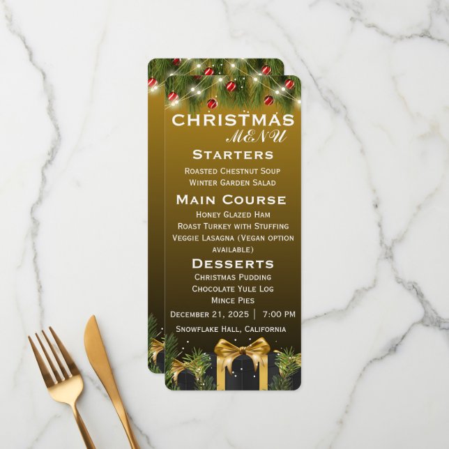 Menu Natal elegante (Frente/Verso In Situ)