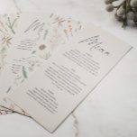 Menu Natas florais botânicas de cor aquosa de casal<br><div class="desc">Menu de decoração de festa de casamento natural único de creme floral botânico de cor d'água de castigo. Negra moderna,  ferrugem,  branca,  terracota e design verde sábio. Design na moda moderno mínimo.</div>