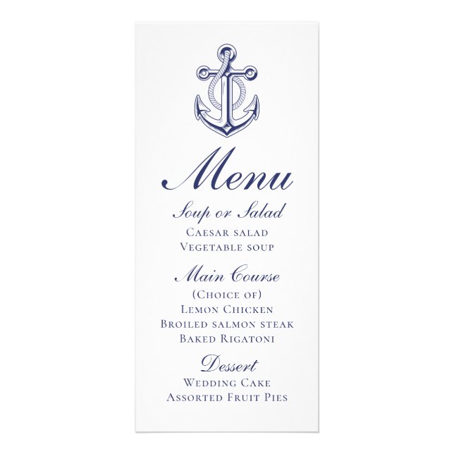 Menu Náutico Azul Marinho do Marinheiro Anchor (Frente)
