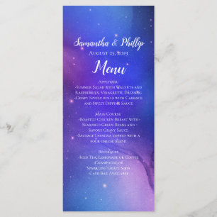 Menu Nebulosa Roxa Arte Celestial Casamento no Espaço S