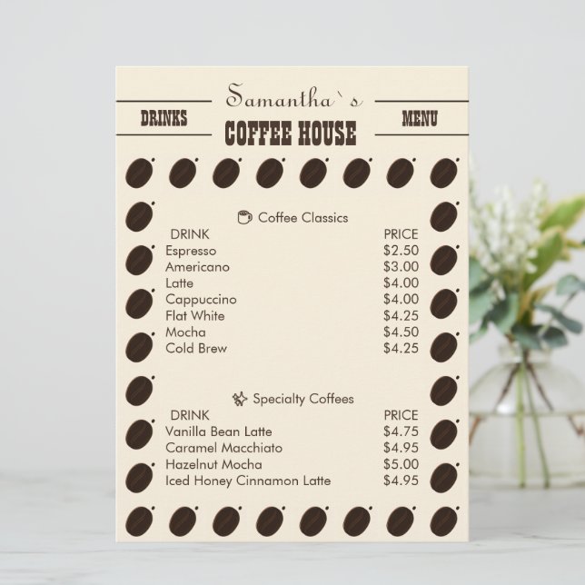 Menu Negócio Profissional Marca Café  (Em pé/Frente)