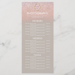 Menu Negócios de Fotografia Ombre Glitter Seu Logotipo