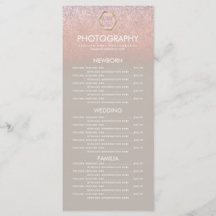 Menu Negócios de Fotografia Ombre Glitter Seu Logotipo 