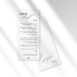 Menu Negra de Caligrafia Moderna do Banquete vamos<br><div class="desc">Um novo design de cardápio minimalista. Apresentando uma caligrafia moderna combinada com uma tipografia serif clássica para um olhar chic. . Esta design em preto e branco é excelente para um elegante, verão, outono, clube primavera ou casamento ao ar livre. Se precisar de ajuda ou se tiver perguntas, entre em...</div>