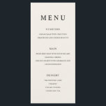 Menu Negra Minimalista Moderna e Casamento Ecru<br><div class="desc">Menu moderno de casamento com design de tipografia minimalista simples em preto e nu.</div>