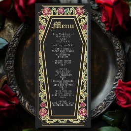 Menu Negra Rosa de Casamento Gótico