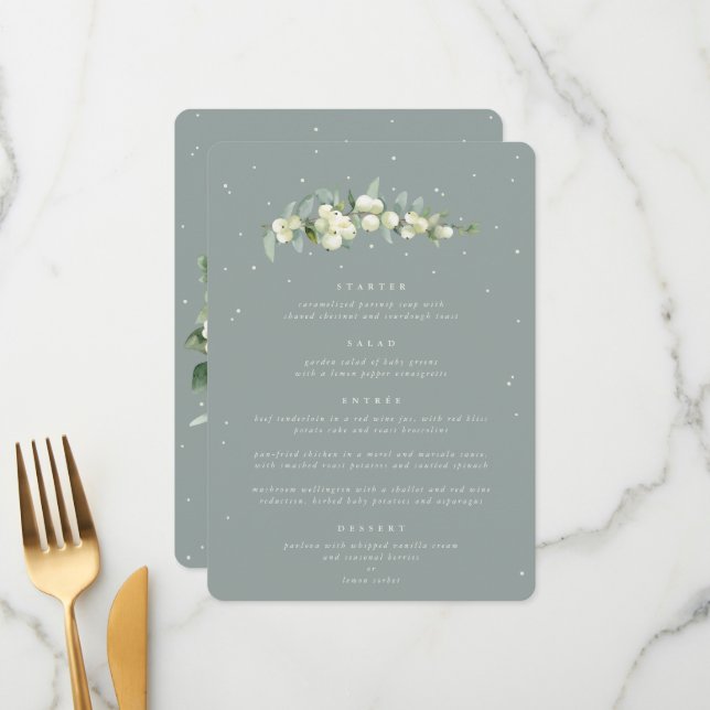 Menu Neve Seafoam + Eucalipto Casamento de 4 Pratos (Frente/Verso In Situ)
