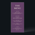 Menu Nikki Purple Modern Wedding<br><div class="desc">Menus modernos de casamento com um simples design com fontes ousadas de serifa.</div>