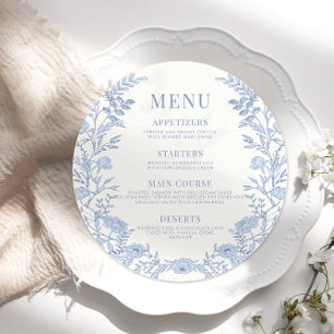 Menu Noite de casamento clássico de chinoiserie azul, r