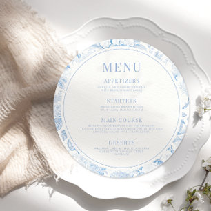Menu Noite de casamento clássico de chinoiserie azul, r