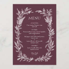 Menu Noiva Botânica de Arte de Linha Branca Pó Rosa