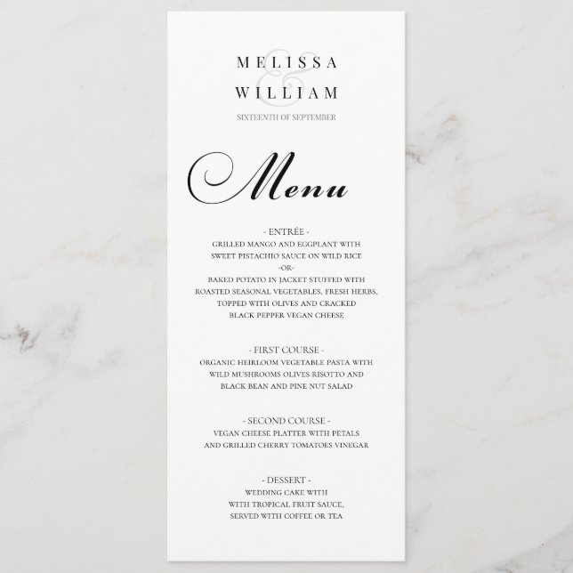 Menu Noiva de Script e Casamento de Groom (Frente)