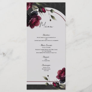 Menu Noiva Floral Vermelha Bordeaux Sombra Cinza Floral