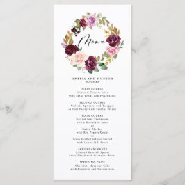 Menu Noiva Romântica de Borgonha Floral de Outono Casam