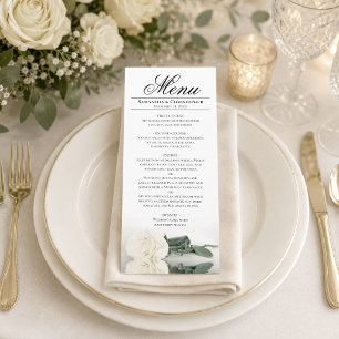 Menu Noiva Rosa Branca Marfim Elegante com Reflexos Cas