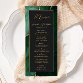 Menu Noiva Verde Esmeralda Moderno Ágata Dourado Escuro