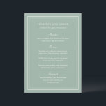 Menu Noiva Verde Salvia Tradicional Atemporal<br><div class="desc">Menu de casamento elegante com um design simples e clássico.</div>