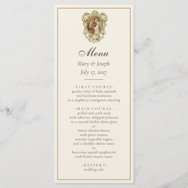 Menu Noivado Católico Casamento de Maria e José  (Frente)