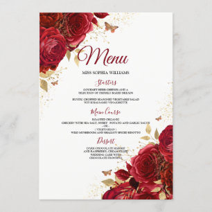 Menu Noivado De Casamento Da Rosa vermelha Da Borgonha 