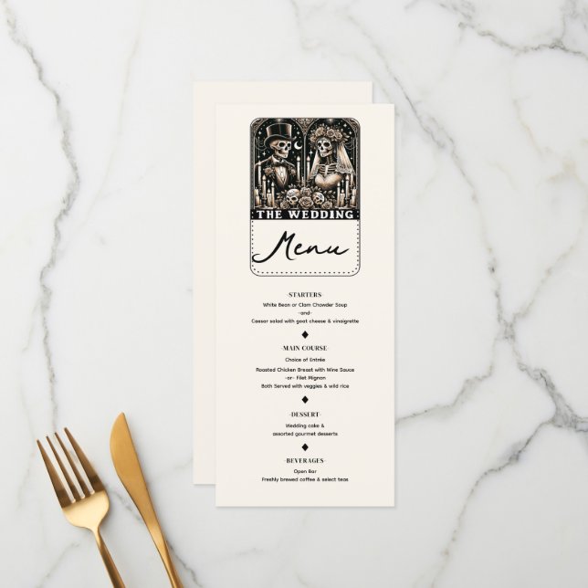 Menu Noivo e noivo do WEDDING Tarot Skeletons (Frente/Verso In Situ)