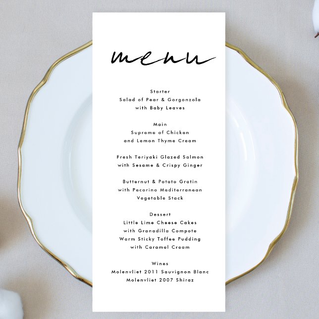 Menu Nomes personalizados modernos preto Onyx branco (Criador carregado)