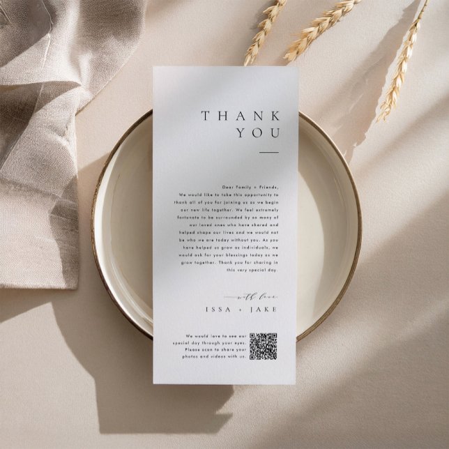 Menu Nota de agradecimento de casamento minimalista com (Criador carregado)
