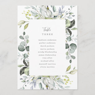 Menu Número da Tabela de Florais Azuis Dusty com Sentad