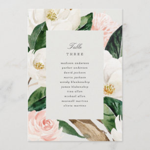 Menu Número da tabela Magnolia com assento