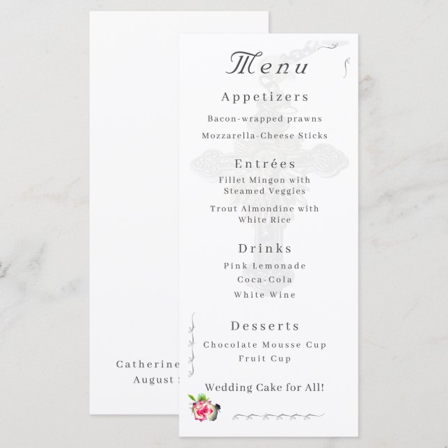 Menu Nuptial Rosa Wedding (Frente/Verso)