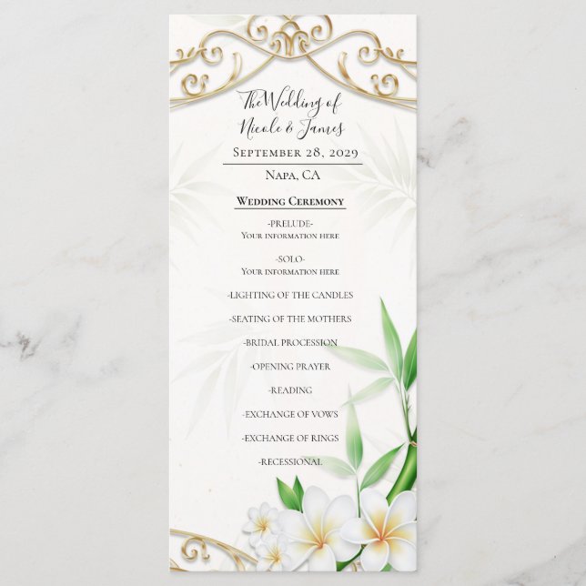 Menu O Casamento no Jardim Imperial de Bambu Tropical (Frente)