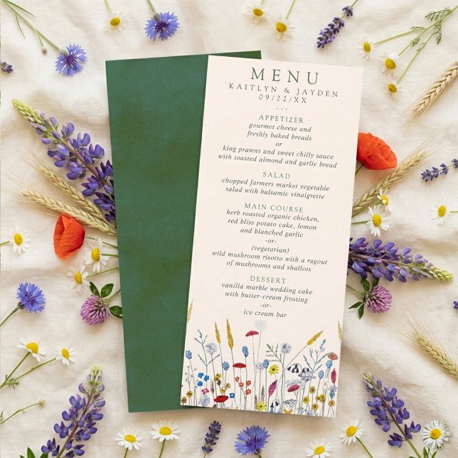 Menu O Conjunto de Casamento Prado de Flores Silvestres (Criador carregado)